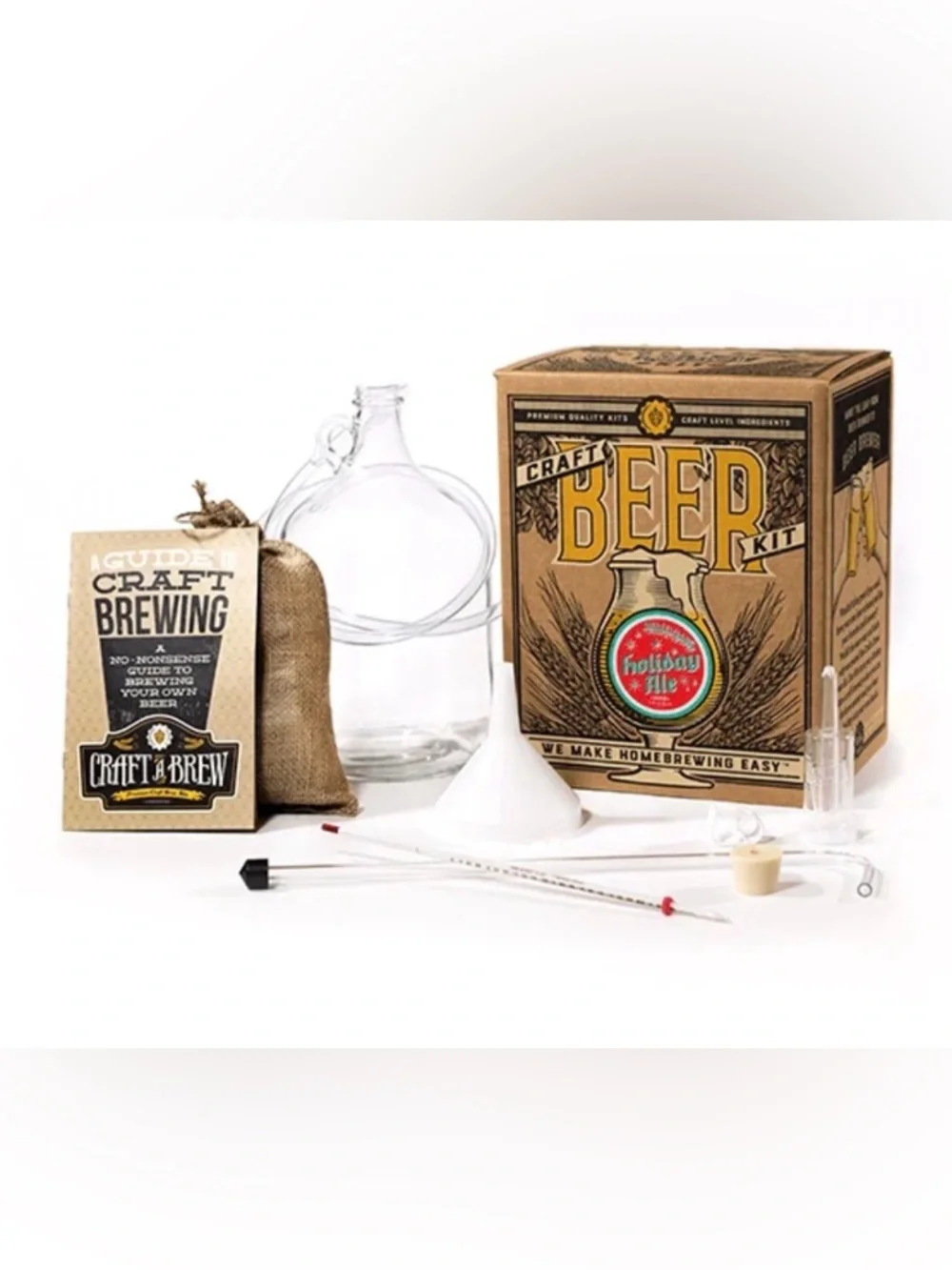 Craft Beer Kit Holiday Ale - Brown & Yellow Rustic Packaging- NWT!